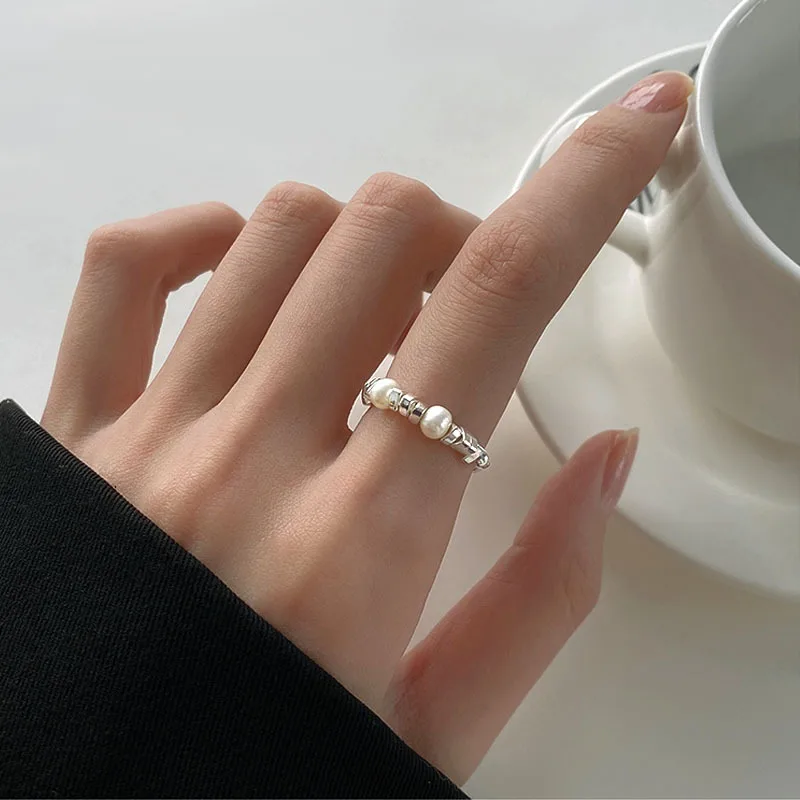Women's 925 Sterling Silver Irregular Pearl Ring
