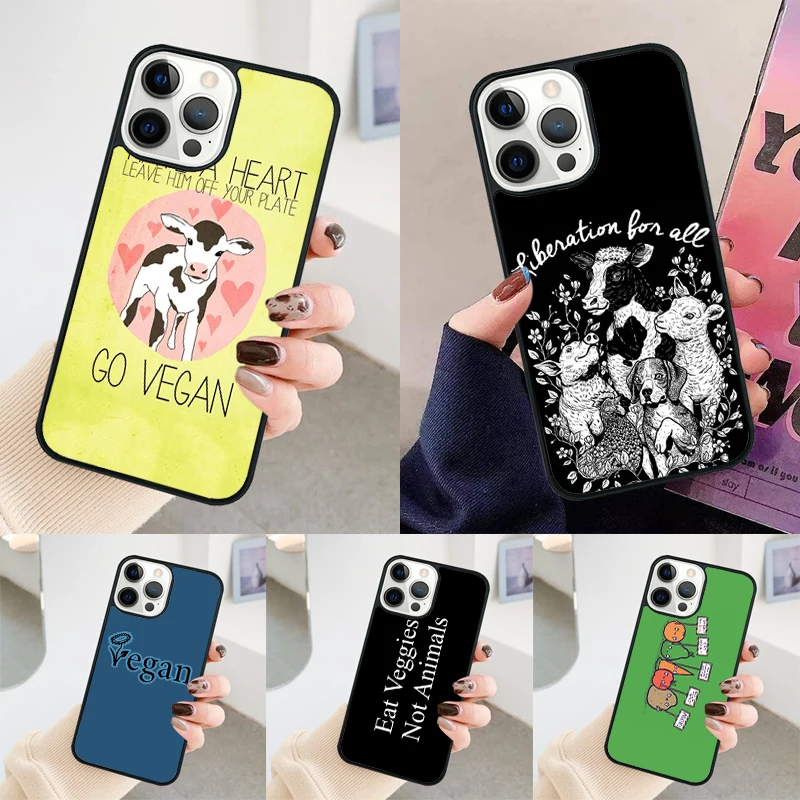 Go Vegan Vegetarians phone case Cover For iPhone 14 15 16 Pro Max SE 2020 coque For apple 11 12 13 Pro Max Mini 7 8 Plus