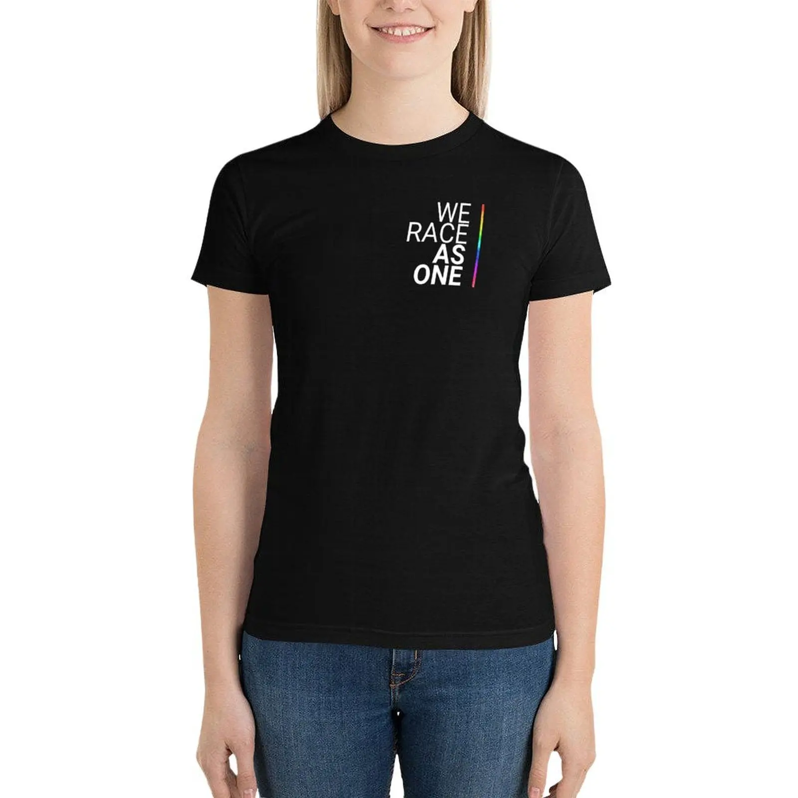 We race as one (Black) T-Shirt funny Female clothing plus size tops t-shirts for Women graphic tees