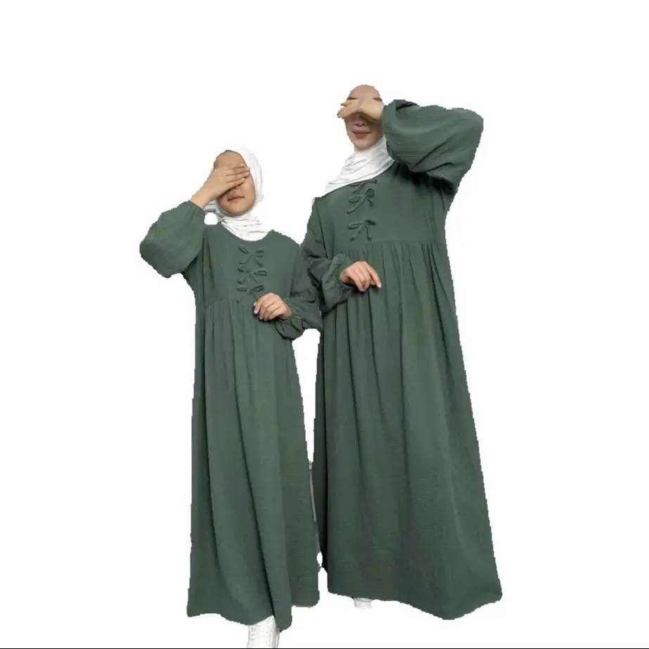 

Ramadan Dubai Abaya Eid Djellaba Muslim Mother Daughter Parent-Child Dress Islam Clothing Turkey Kaftan Kebaya Jalabiya Caftan