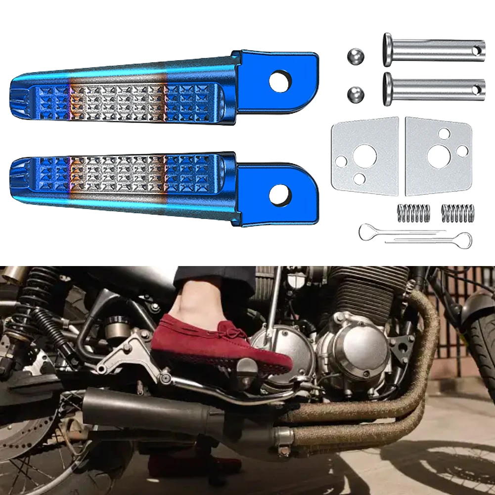1 Pair Foot Peg Anti-Slip Foot Rests Pegs Aluminum Alloy Motorcycle Rear Footrests for Honda Phantom 150 CB190R for Yamaha