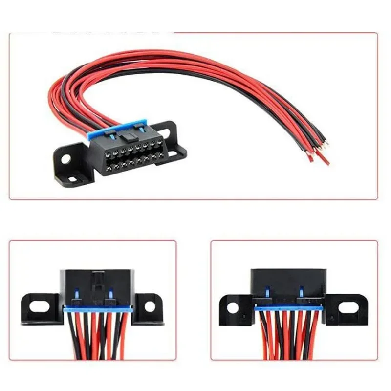 Universal J1962F OBD2 16 Pin Female Connector Fixed Harness Female Assembled Plug Dash Port with Full Cables