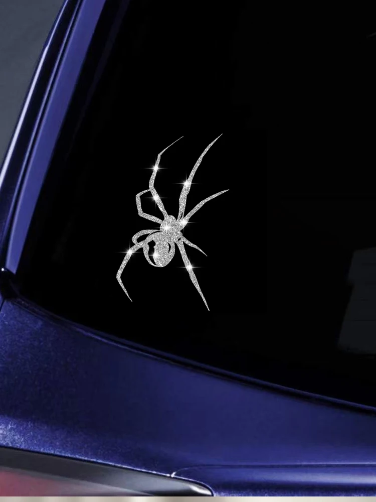 Glänzende Spinnen-Aufkleber, Funkelnde Glitzer-Sticker, Wandaufkleber, Türaufkleber, Autoaufkleber, Autofensterdekoration, Vinyl-Aufkleber