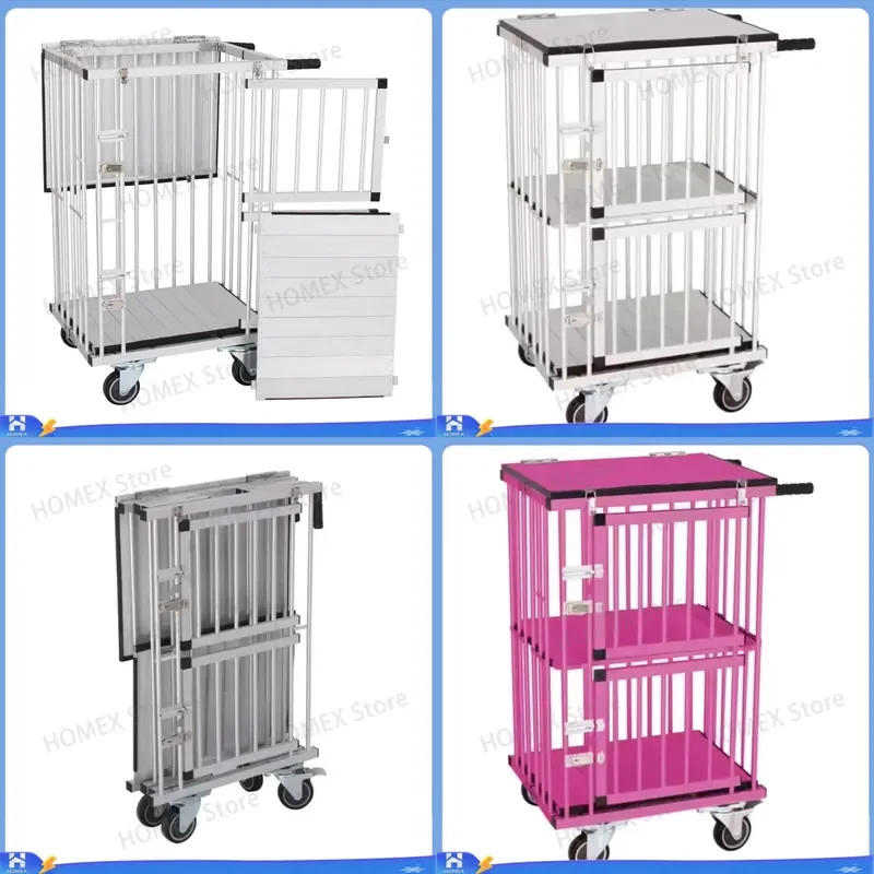 Luxury Foldable Aluminum Dog Show Trolley Portable Pet Grooming Table Cart with Lightweight Plastic Tray Multi Color Snaps