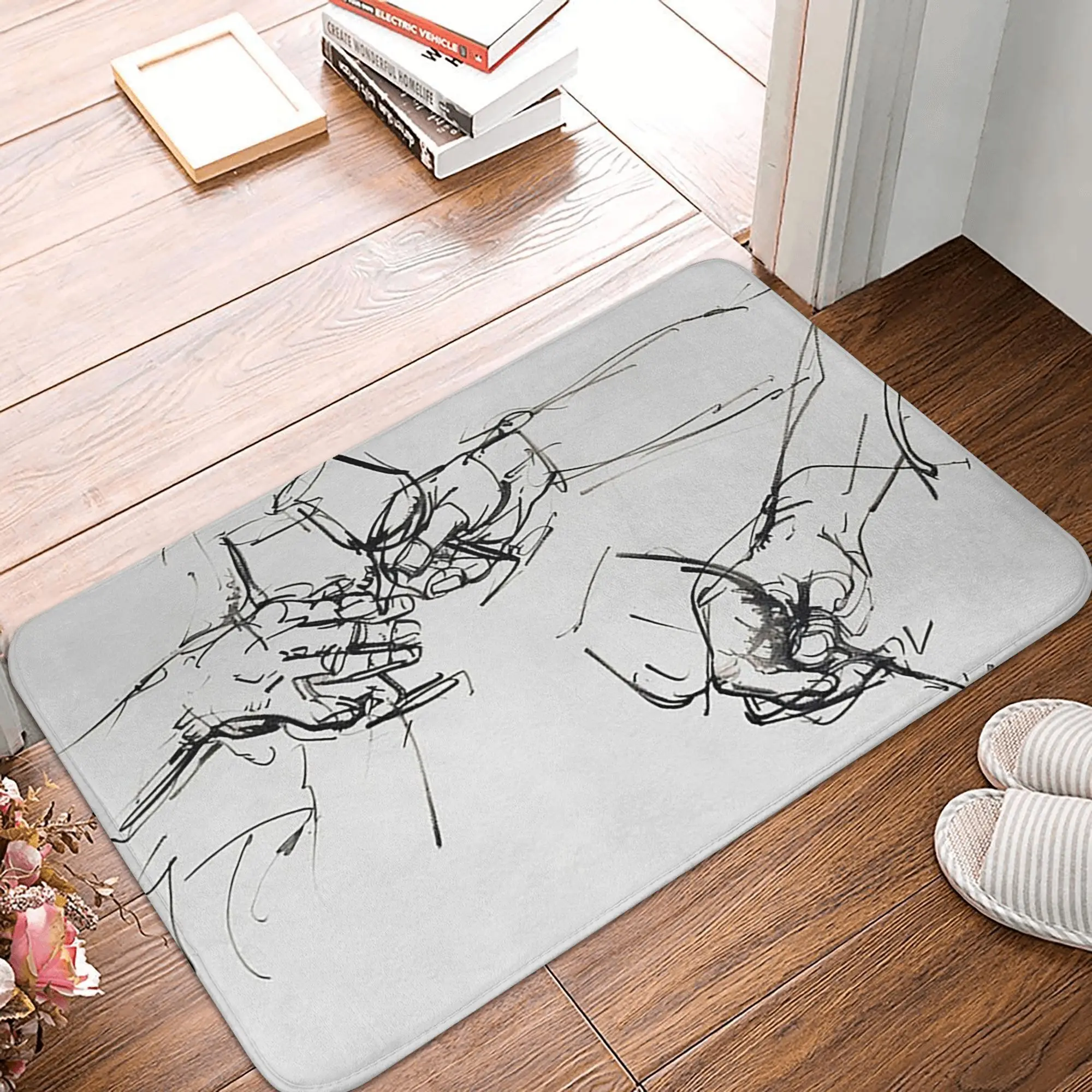 

Минималистичный тост, очки, эскиз, нескользящий коврик для двери, напольный коврик, устойчивый ковер для кухни, входа, дома, балкона, коврики для ног