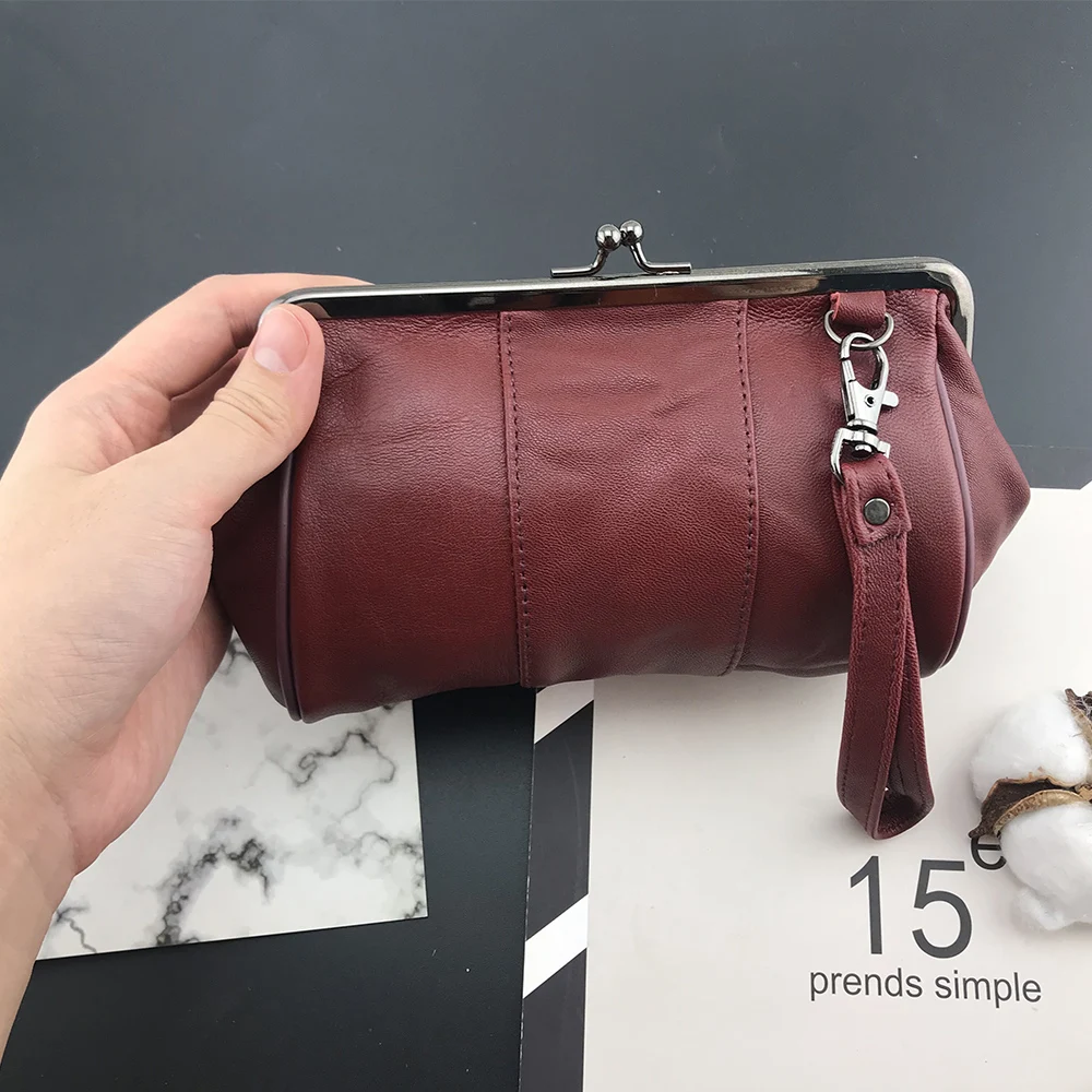 BELLO TUTTI-billeteras portátiles originales para mujer, bolsos de cuero genuino para teléfono, Monedero de piel de oveja, monedero con broche de