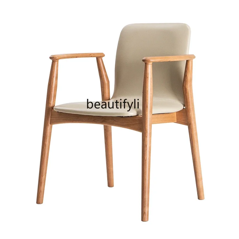 

Armchair Household Modern Minimalist Solid Wood Dining Chair with Backrest