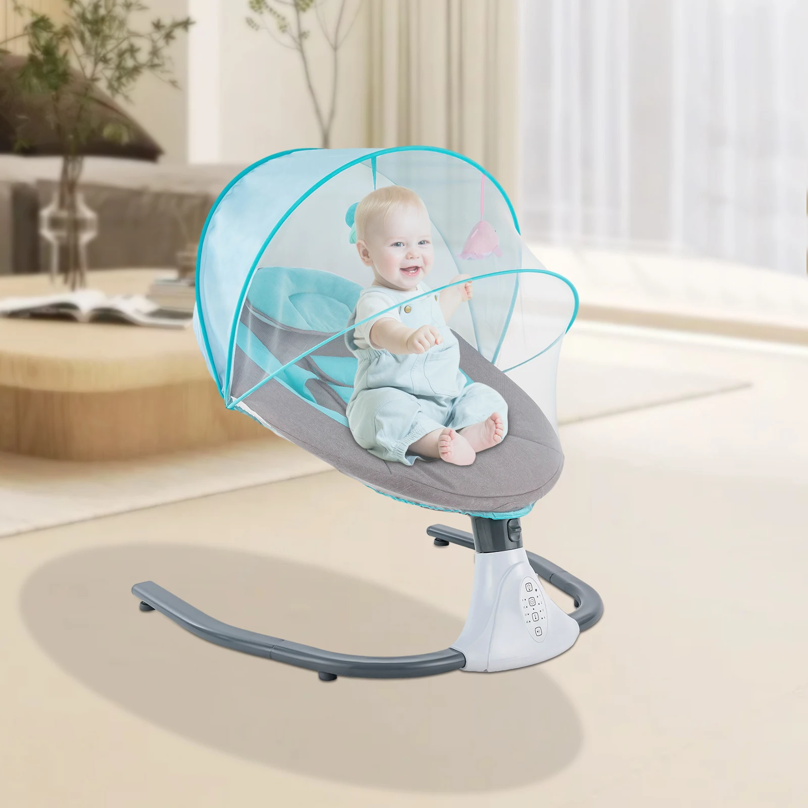 Electric Baby Chair with 4 Vibration Amplitudes, Electric Baby Swing with Remote Control, Cradle for Babies Aged0 to 12 Months