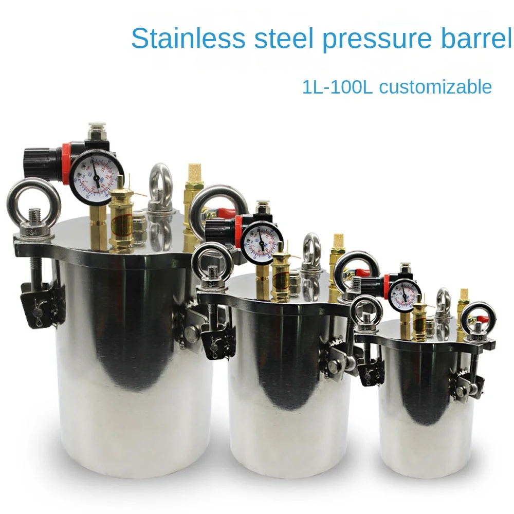 Dispenser Pressure Tank 304 Stainless Steel Pressure Barrel Dispensing Valve Fluid Dispensing Storage Bucket 1L