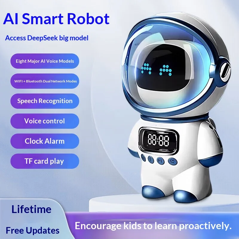 หุ่นยนต์ AI อัจฉริยะ DeepSeek รุ่นใหญ่ Doubao AI รองรับ WiFi Bluetooth โต้ตอบด้วยเสียง นาฬิกาปลุกเพื่อการศึกษาสำหรับเด็ก เครื่องเล่นการ์ด TF