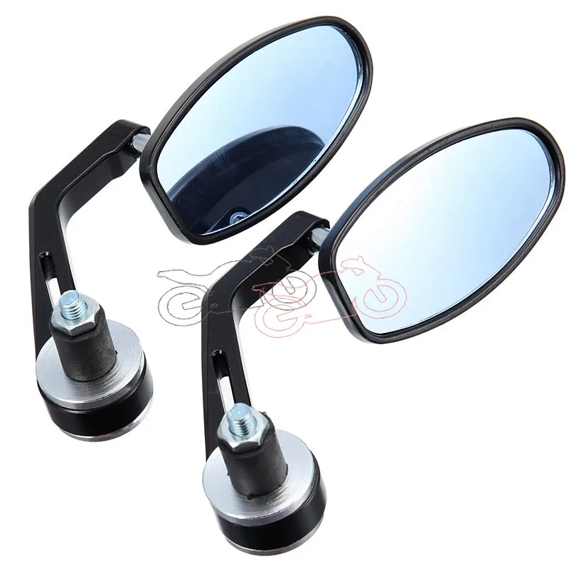 Silver 360 Angel Adjustable Universal Fit Anti-Glare Aluminium Alloy Bar End Rear View Mirrors 7/8