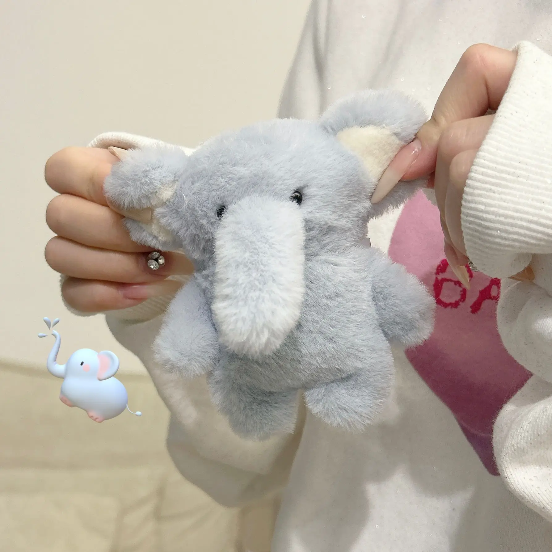 Korea Cute Plush Baby Elephant Furry Earphone Case For Airpods 1 2 3 Pro 2 Bluetooth Headphone Charging Box For Airpods 4 Cover