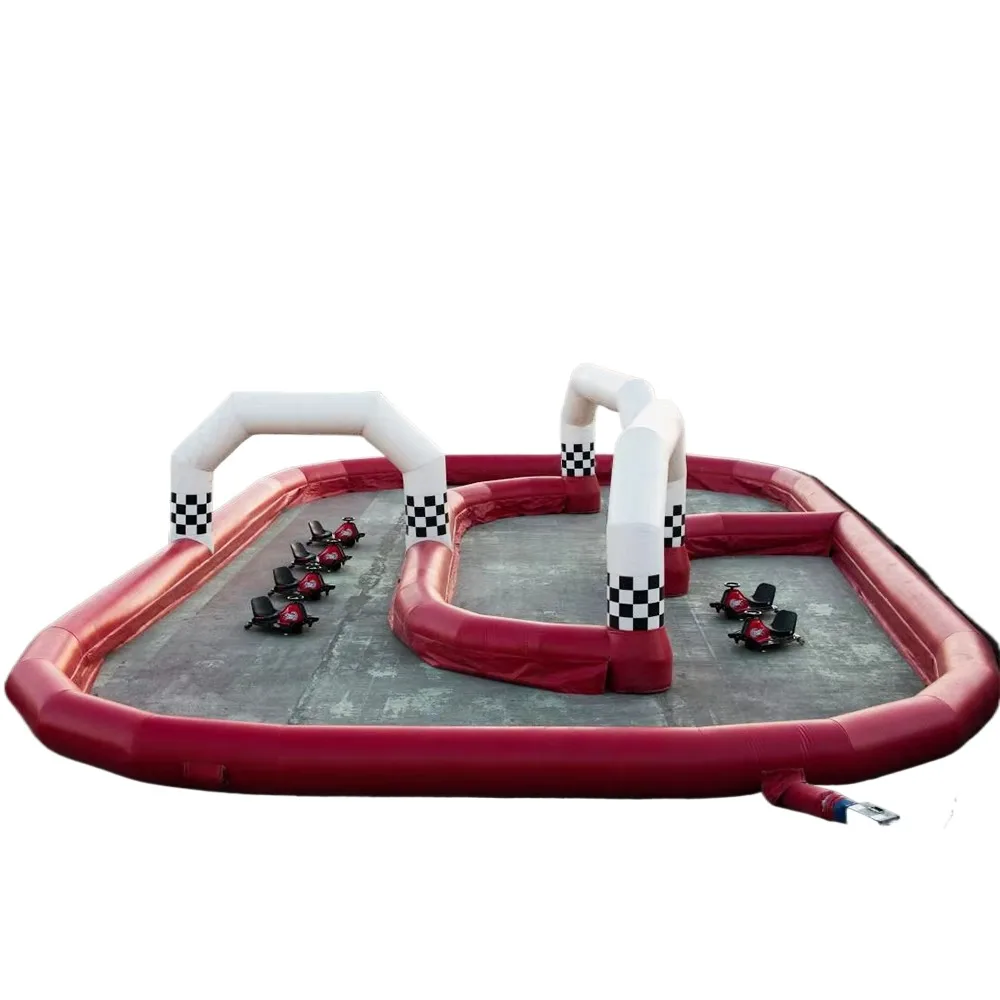 مجموعة مسارات سباق ممتازة قابلة للنفخ لخدمة Go Kart & Zorb Ball سريعة الجو إلى الباب مقاس 20 × 15 م #2