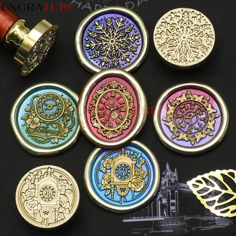 

Multilayer Clock Wax Seal Sealing Stamp Gear Watch Copper Head With Handle For Scrapbooking Cards DIY Envelopes New Year Gift