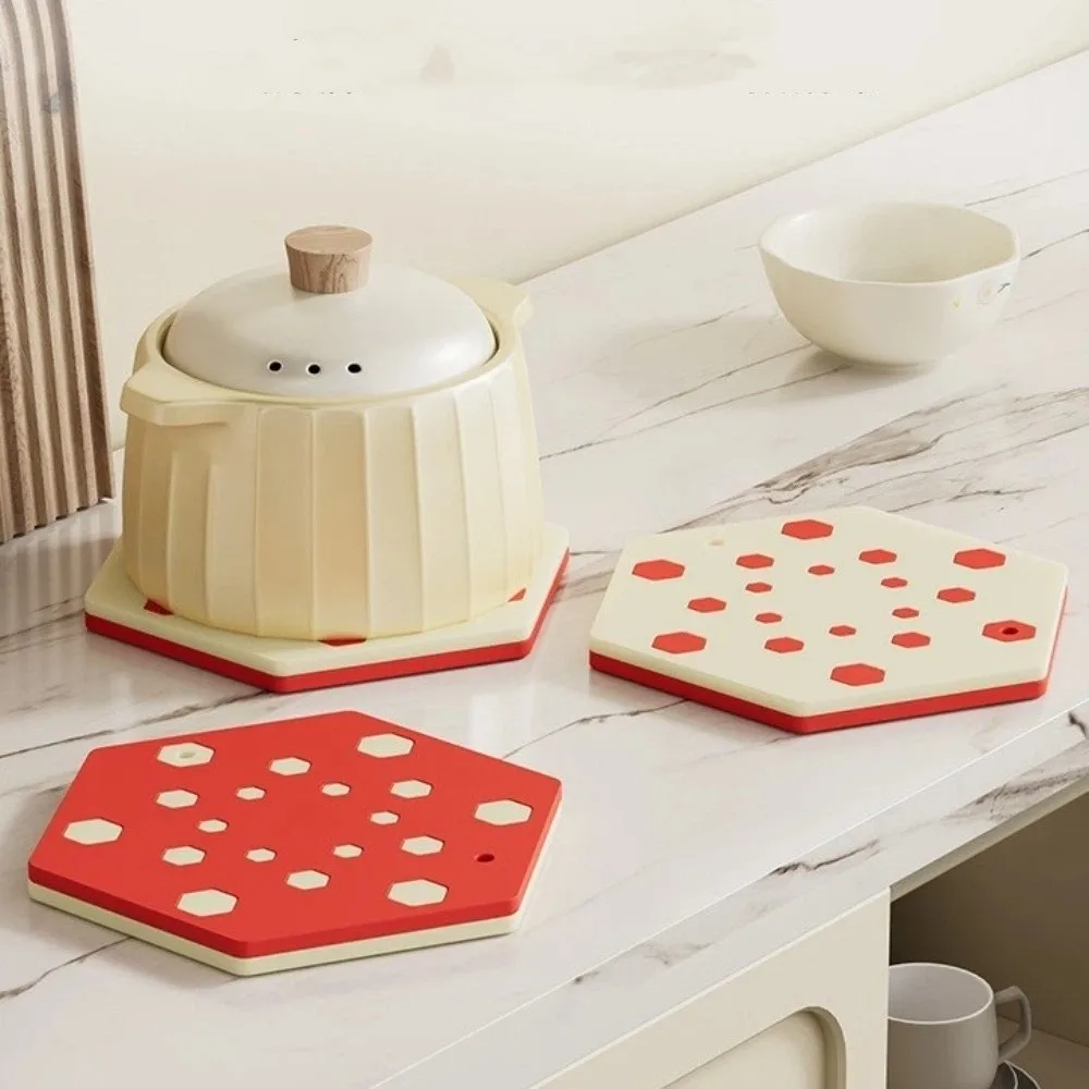

Practical Heat-resistant Silicone Insulation Pad Anti-scalding Stackable Pot Lid Storage Mat Non-Slip Stable Cup Mat Kitchen Use