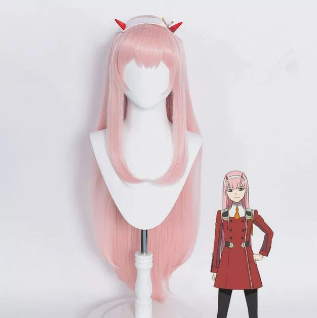 Halloween Wig Cosplay DARLING in the  ZERO TWO Pink Long Party Anime hair