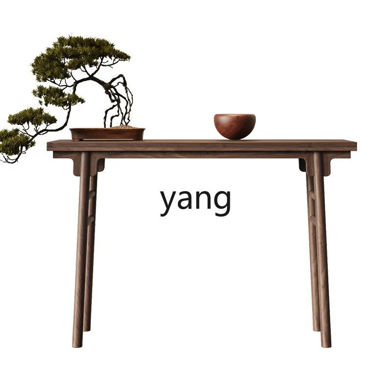 LMM New Chinese Entrance Zen Solid Wood Entrance Black Walnut Bar Table