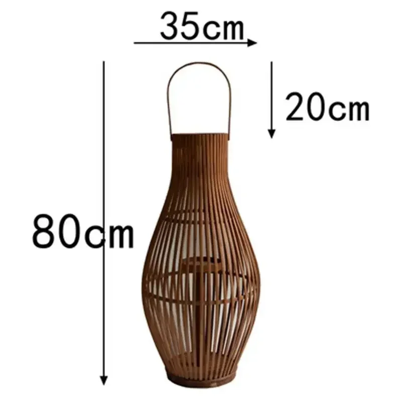 Vintage Wood Floor Candlestick Natural Bamboo Lantern Room Garden Hall Candle Holders Nordic Home Decoration Accessories Cage