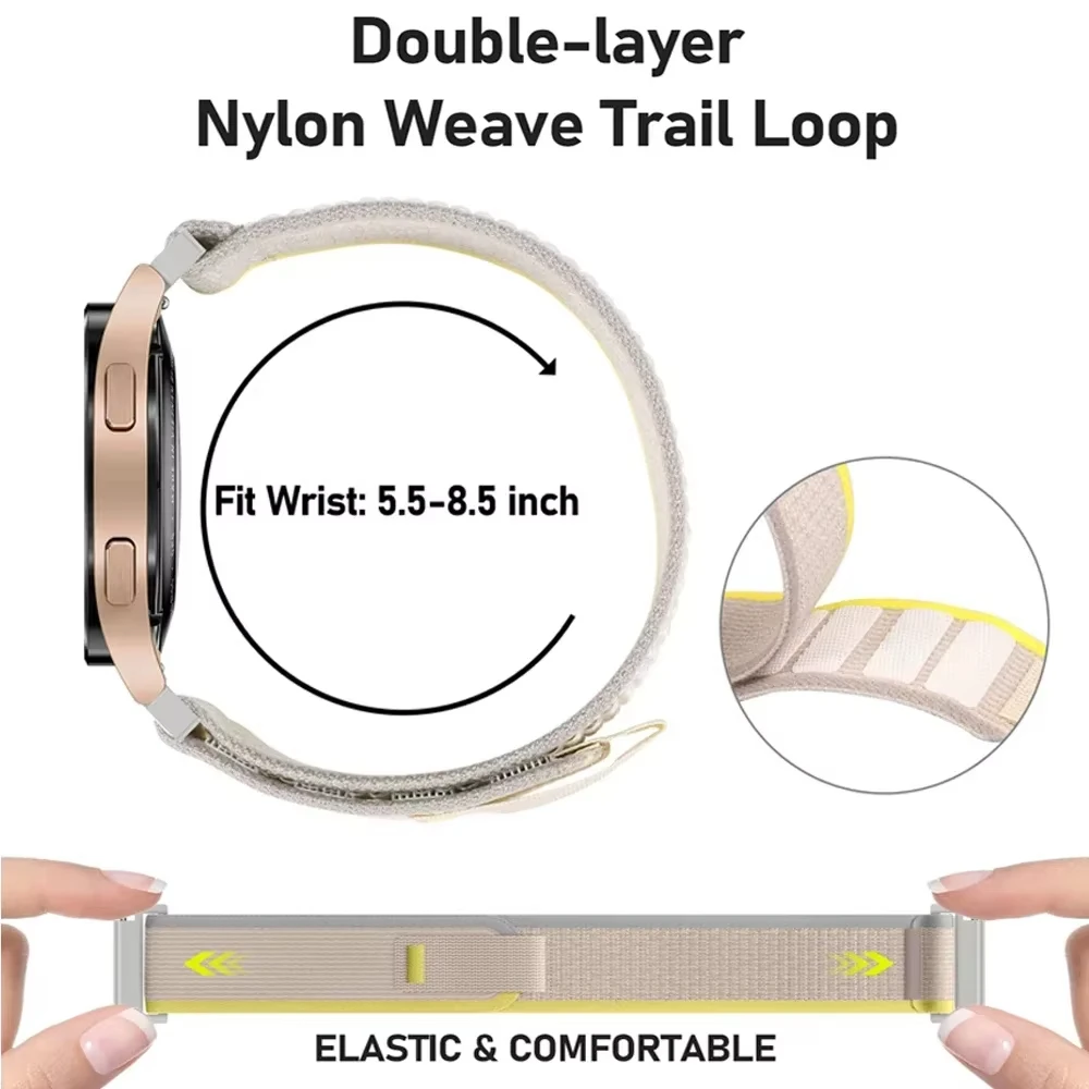 Trail Loop Strap For Samsung Galaxy Watch 7 6 5 4 40mm 44mm Nylon Elastic Wrist Belt For Galaxy Watch 4 6 Classic 5Pro 20mm Band