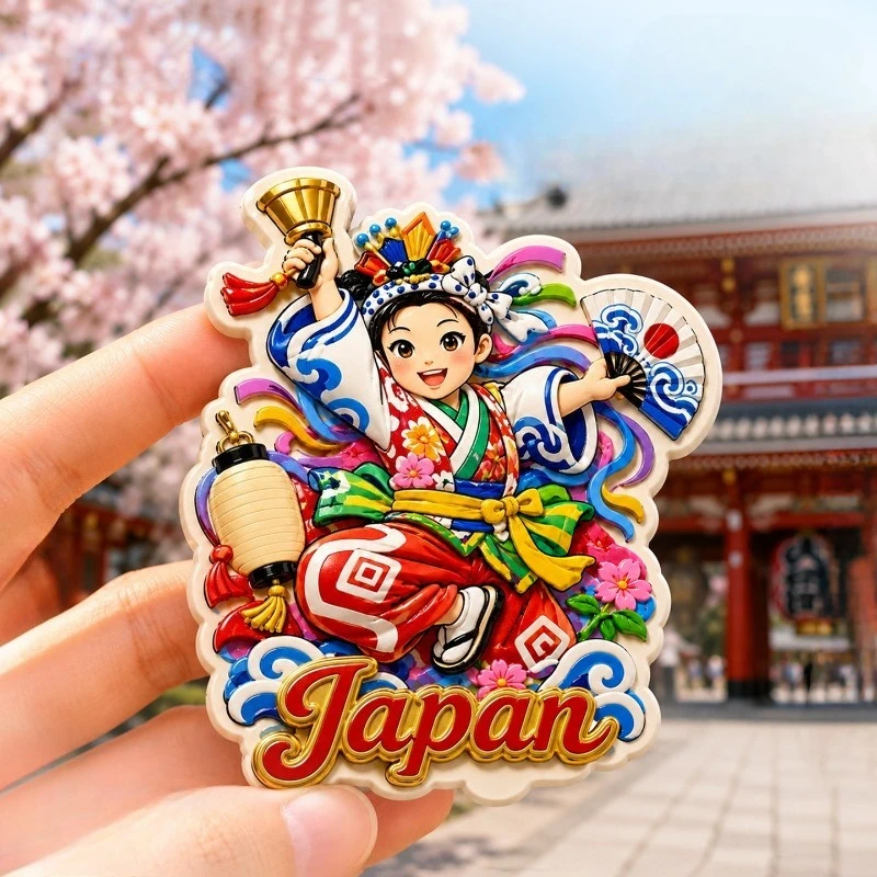 

Japan Flower Dance Girl Fridge Magnet - Graceful 3D Cultural Souvenir Unique Japanese Art Gift for Travel & Zen Decor