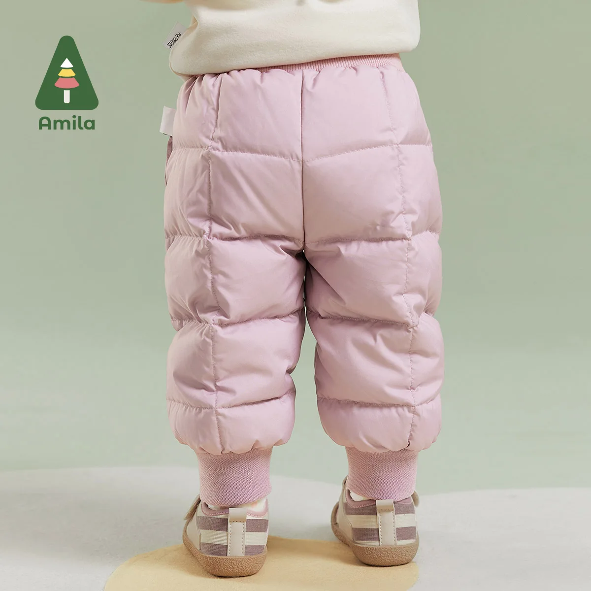 Amila Baby Children Down Pants 2024 Winter New Multicolour Fleecing High Waist Soft Warm   Baby Clothing