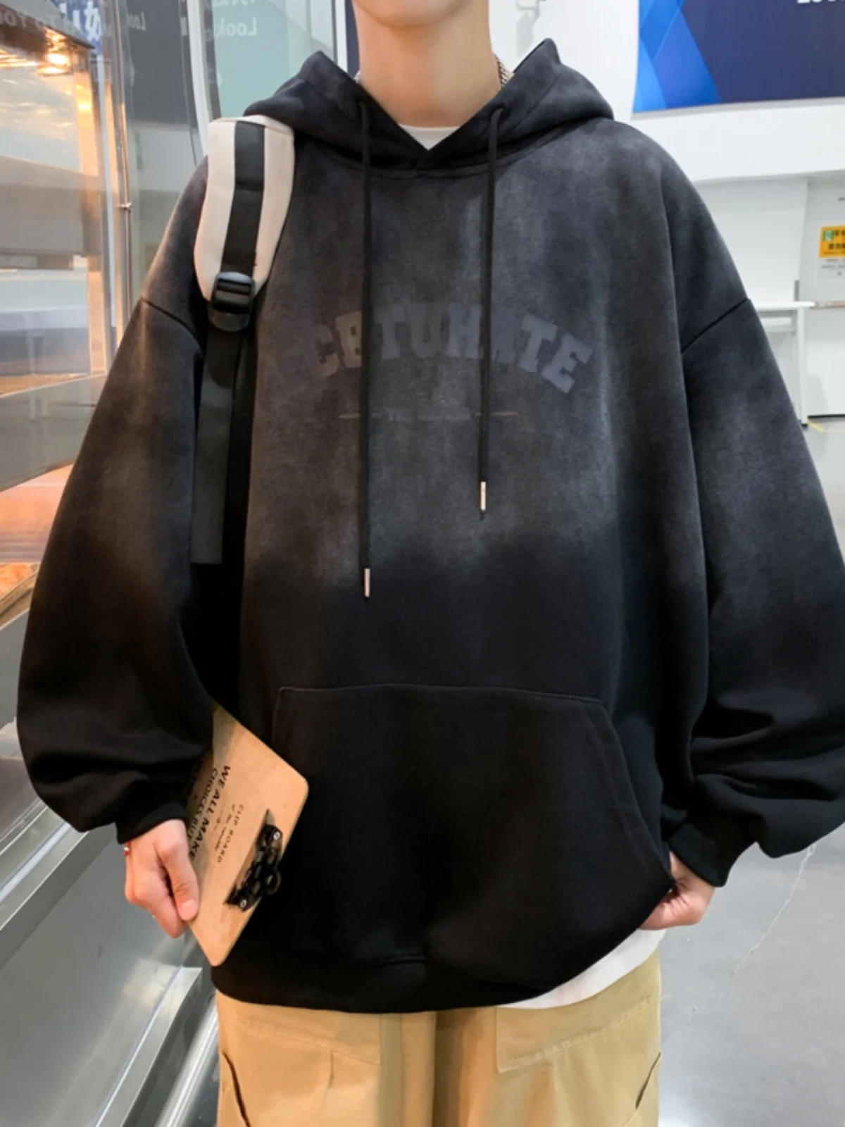 

Мужской зимний утепленный спортивный костюм с капюшоном на молнии до середины груди, свободного кроя, в стиле ночной эмо-минималистики, антибактериальный, желтый, популярный, Power Top