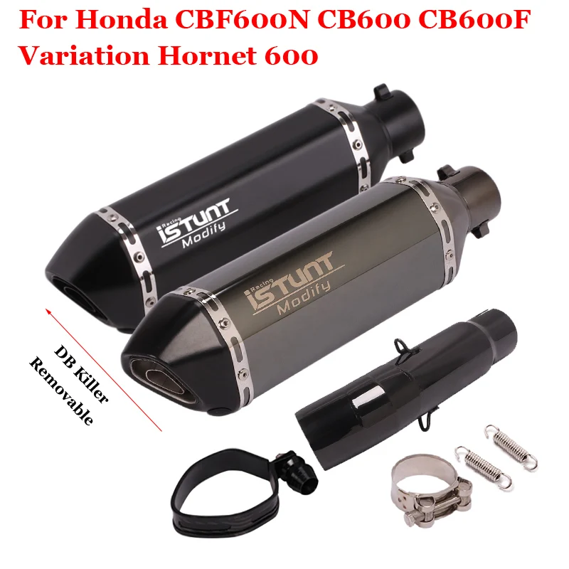 

Slip-On For Honda CBF600N CB600 CB600F Variation Hornet 600 Motorcycle Black Exhaust Escape Muffler Middle Link Pipe DB Killer