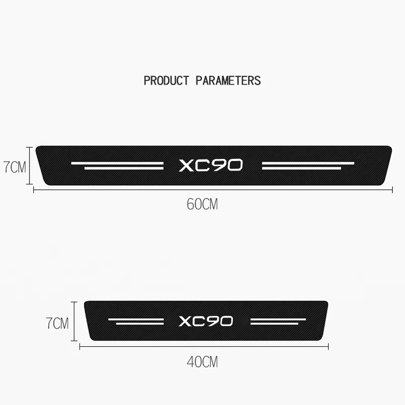 4pcs Car Door Sill Protector Stickers For Volvo XC90 XC 90 Leather Carbon Fiber Decor Decal Threshold Tuning Accessories