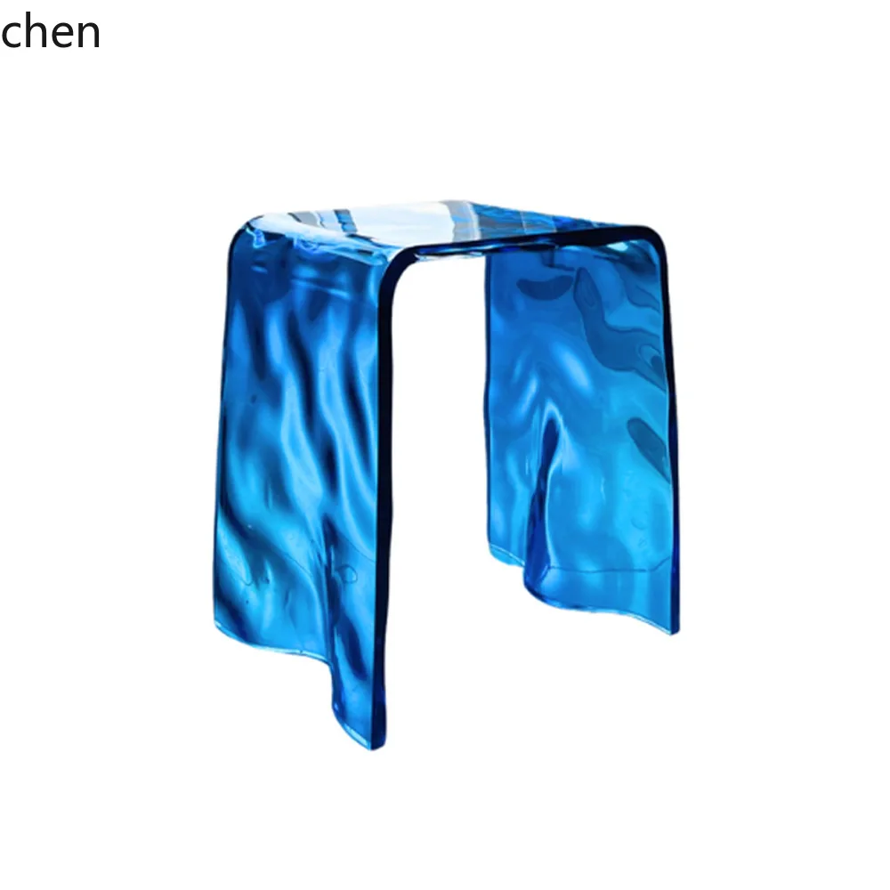 CZ Acrylic Shoe Changing Chair Transparent Bathroom Stool Wave Pattern Internet Celebrity Ins Vanity Stool