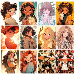 5D DIY Diamond Painting Cartoon Girl Picture Mosaic Embroidery Art Full Round Cross-stitch Set Rhinestone Home Decoration Gift