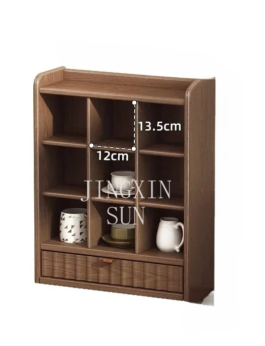 Solid wood cup holder, lattice rack, coffee cup mug, tea cup storage rack, desktop display , kitchen wall