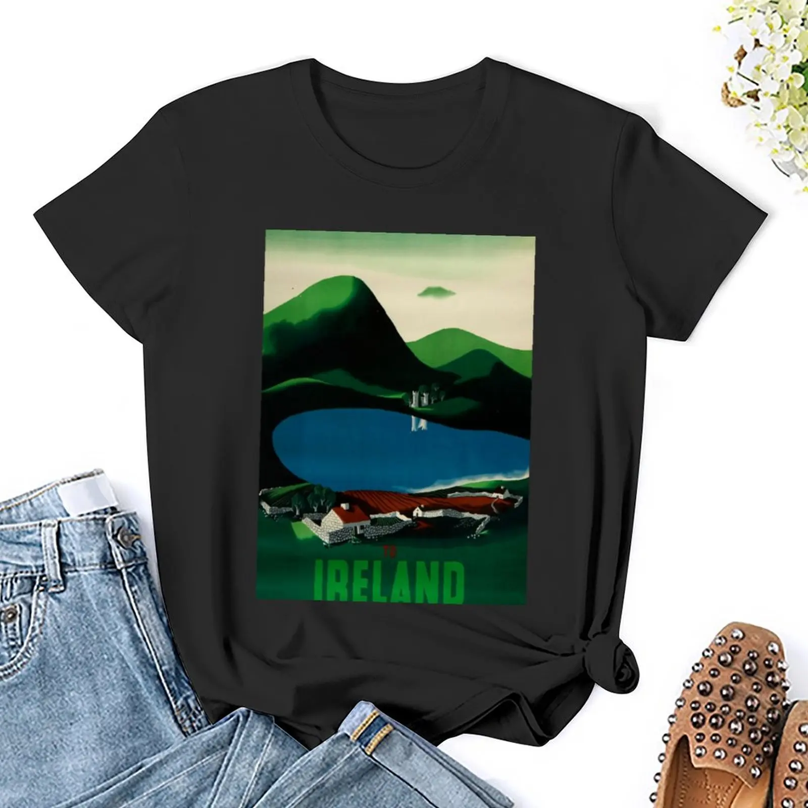 retro klasyczny plakat z Irlandii T-Shirt nowa edycja ciężkich koszulek anime koszulki graficzne czarne t-shirty dla kobiet