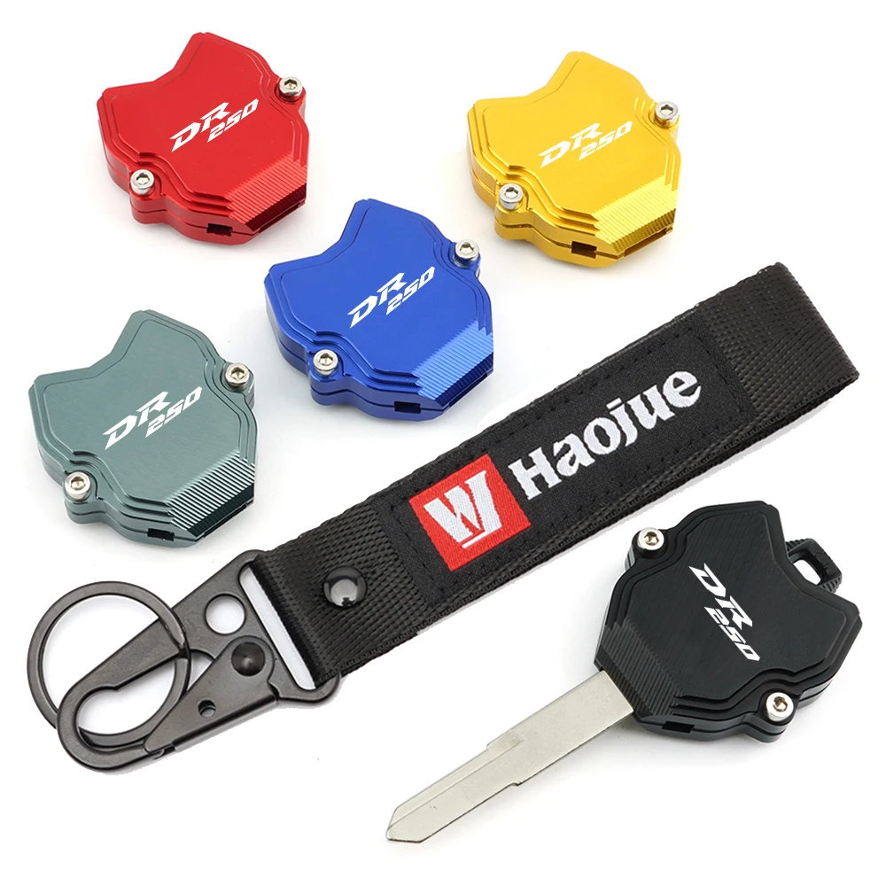 For Haojue DR250 Delicate Motorcycle CNC Aluminium Accessories Key Case Cover Protective Cover & Embroidery Keychain Ring