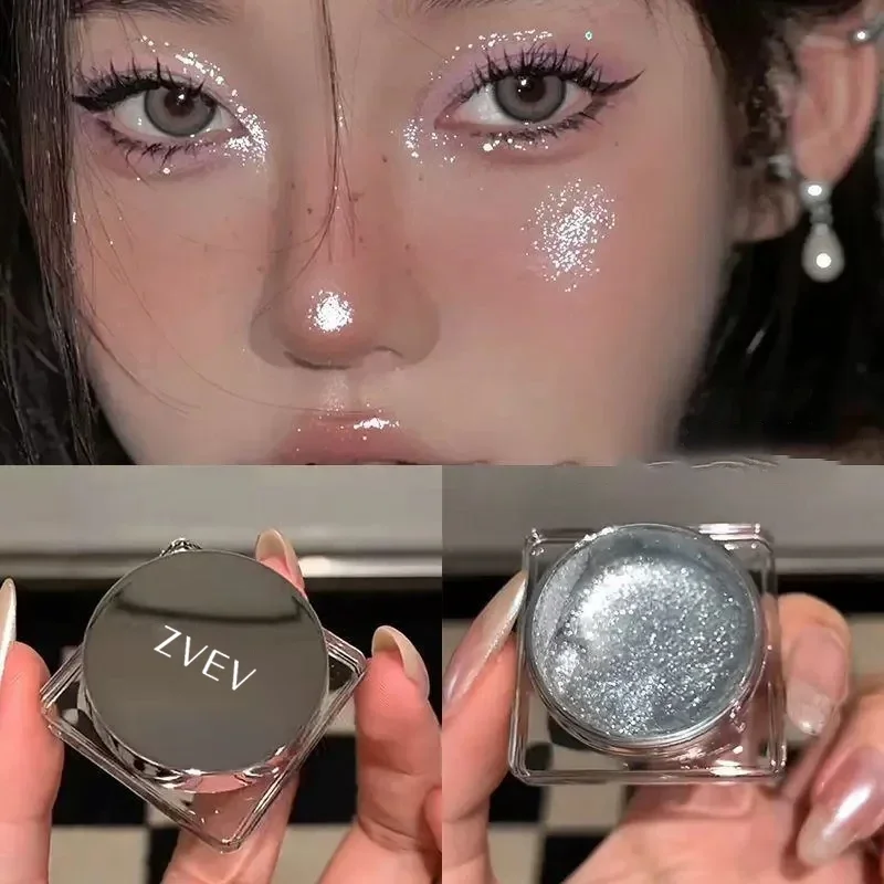 Glossy Punk Smoky Black Brightening Highlighter Pearly & Glitter Eyeshadow Gel Makeup Palette Pearl Pigment Cosmetics