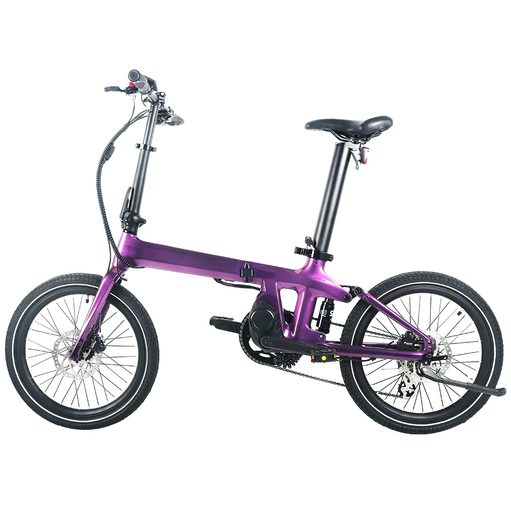 Carbon Folding Commuter E-Bike with Mid Drive 7-Speed Integrated Lithium Battery LCD Smart Panel 250W