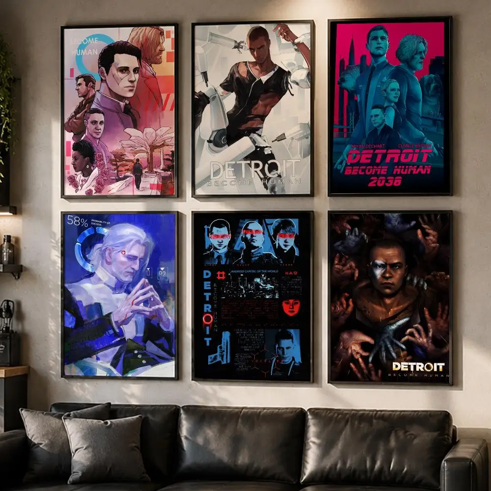 Game D-Detroit: Become Human Poster Reteo Wall Art Aesthetic Room Decor Print Living Room Bedroom Home Decoration