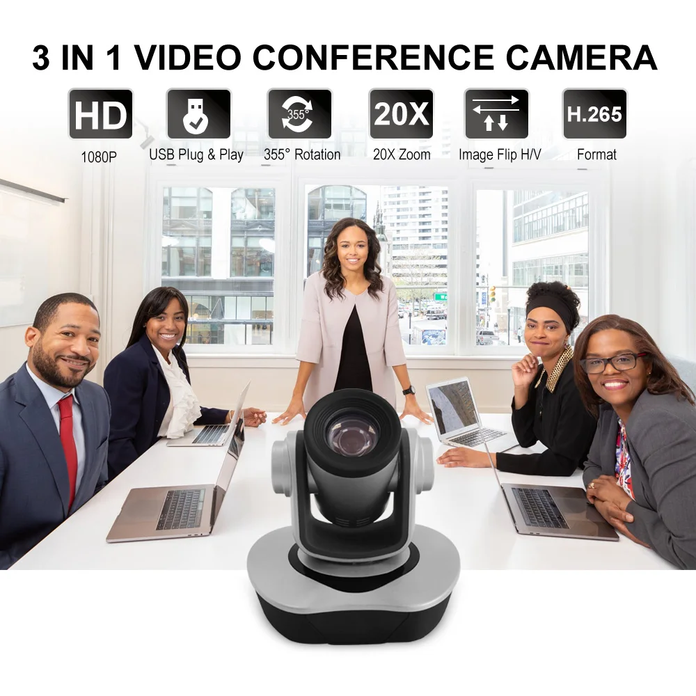 Anxinshi 1080P IP SDI HD-MI 3 In 1 Streaming Broadcast Video Conference Camera