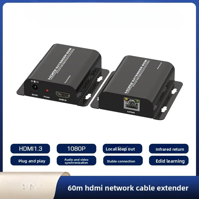 60M HDMI Extender HDMI Cable Transmitter 1080P EXTENDER HDMI Transceiver