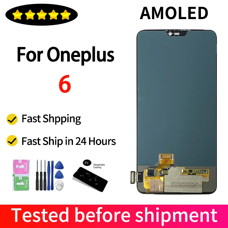 6.28“ AMOLED For OnePlus 6 LCD Display Touch Screen Digitizer Assesmbly For 1+6  A6000 A6003 LCD Replacement Parts