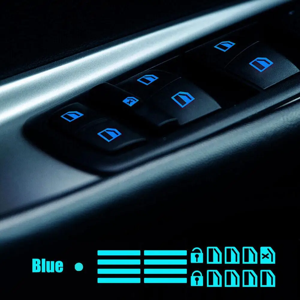 Luminous Car Door Window Lift Button Sticker For Nissan Note Micra K12 Qashqai J10 J11 Juke Teana Leaf Kicks Terrano X-Trai E8V7