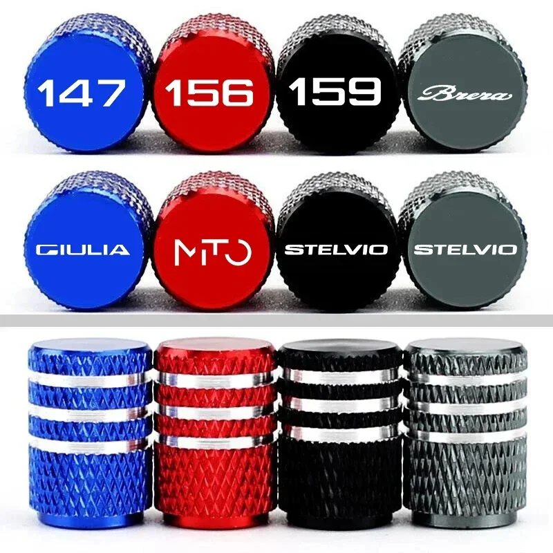 Car Tire Valve Caps Auto Airtight Covers Wheel Protection Accessories for 147 156 159 MITO GT Giulia STELVIO Brera