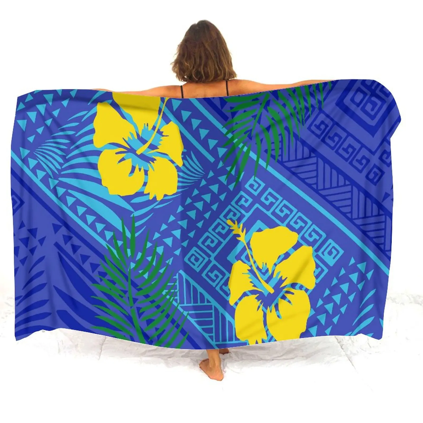 

Sarong Swimsuit Woman Beach Pool Clothes Hawaiian Fabric Dress Large Beachwear Custom Polynesian Printed Apron New Island Sarong