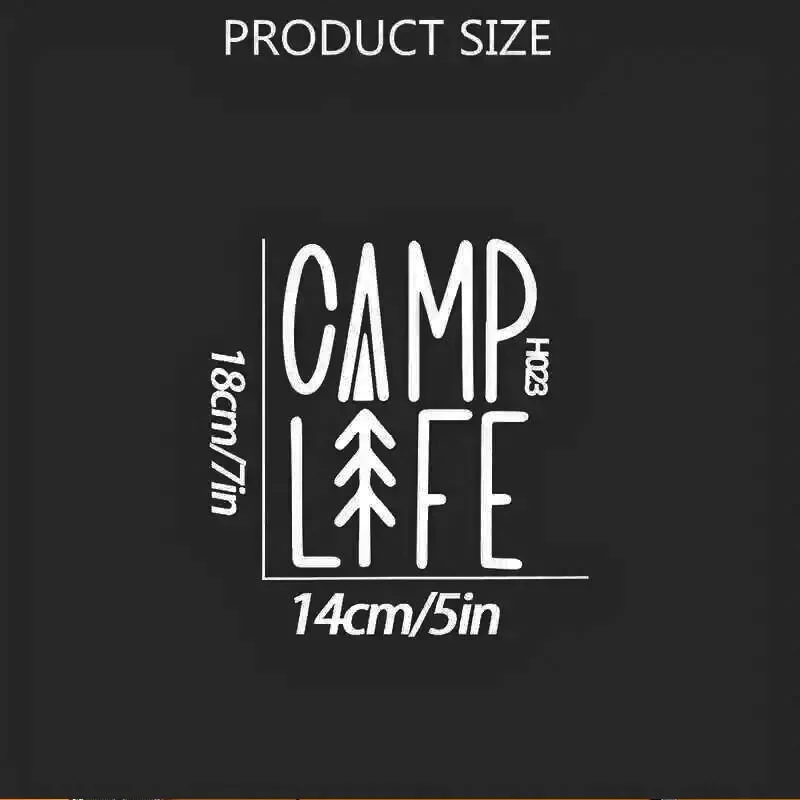 Camping, lifestyle, and travel enthusiasts use waterproof and sunscreen ethyl vinyl stickers for cars and RVs,measuring 14 x 5cm