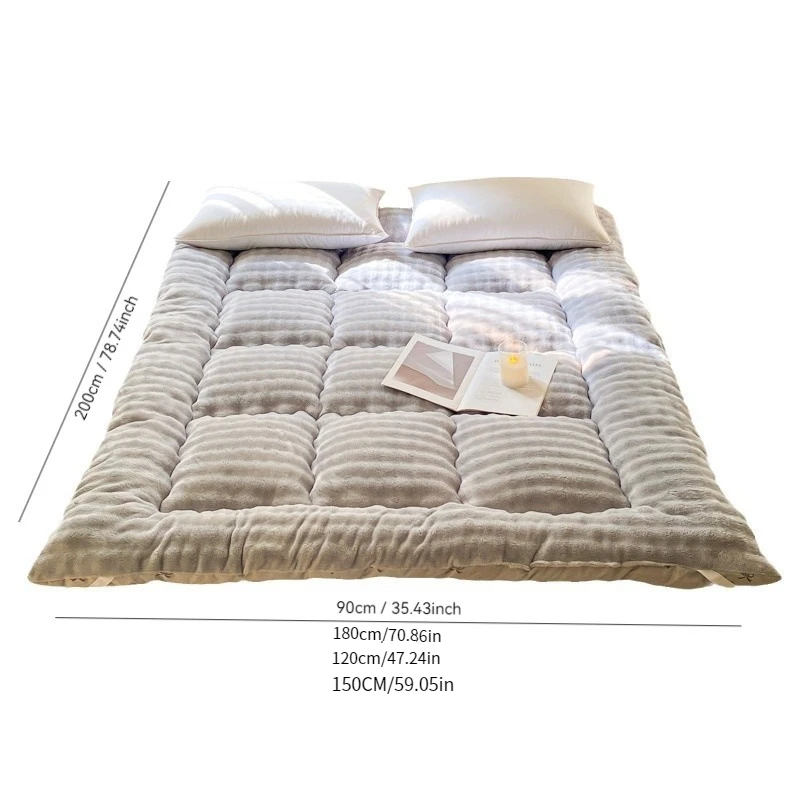Winter thickened warm rabbit plush mattress with fluffy household tatami soft cushion student dormitory single warm mattress