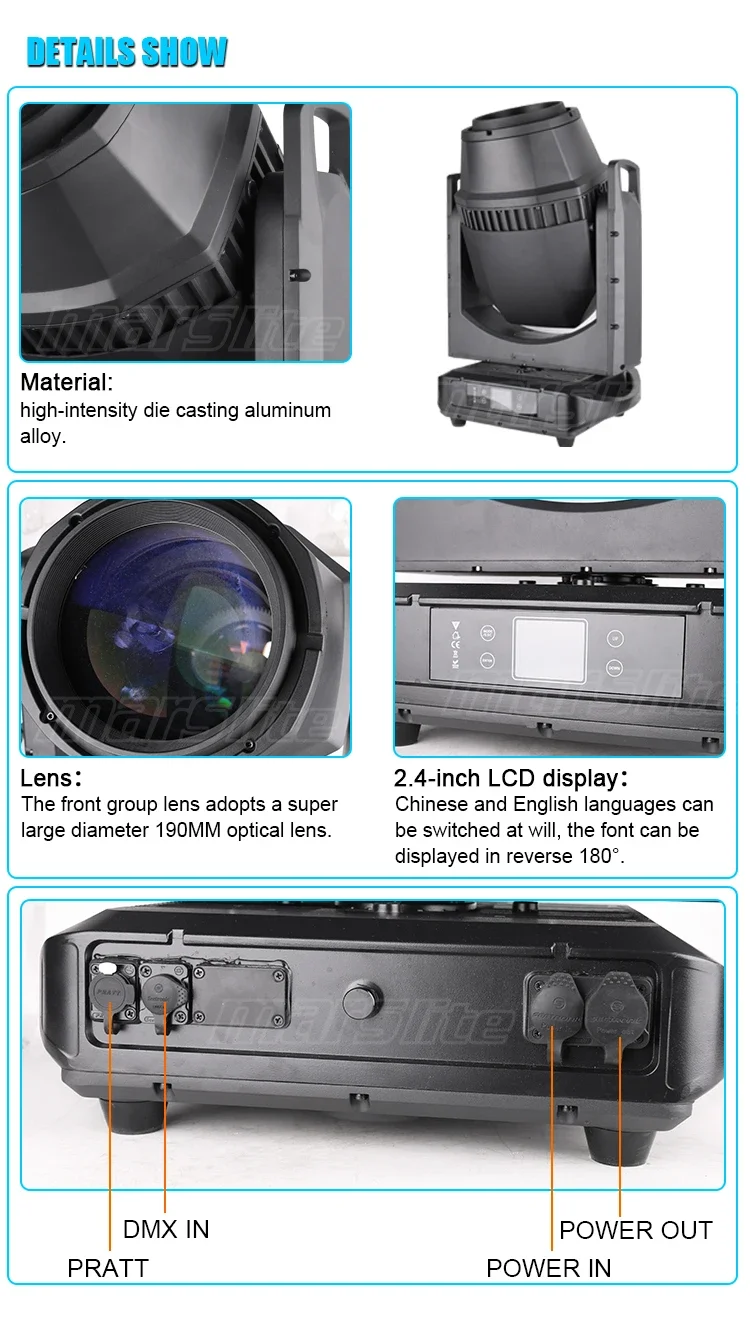 1PCS IP66 Rotating Outdoor Sky Beam Search Light 480W Waterproof Dj Event Concert Moving Head Stage Light