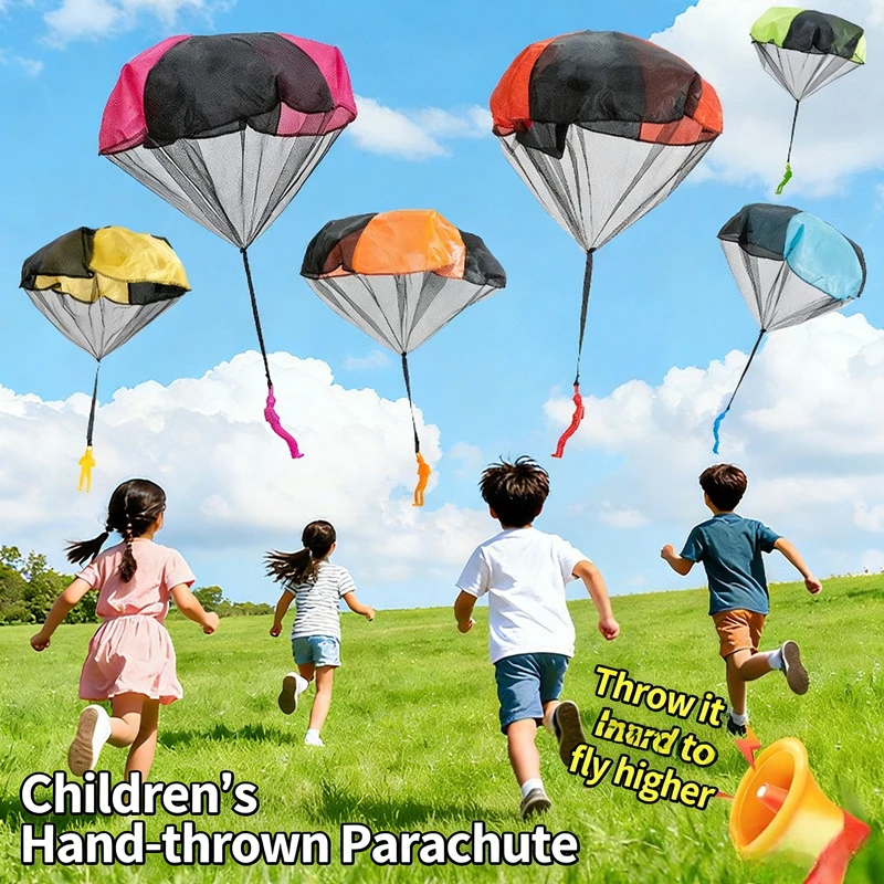 Funny Outdoor Kids Hand Throwing Parachute Toy Game with Mini Soldier Toys for Children Fly Parachute Sport Educational Games