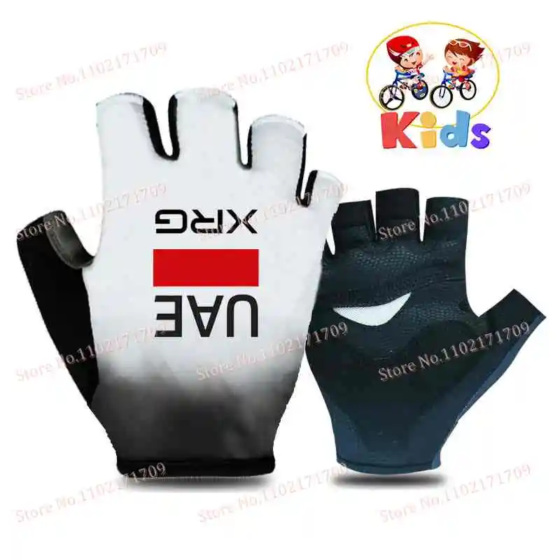 أطفال 2025 الإمارات العربية المتحدة فريق قفازات ركوب الدراجات نصف اصبع الأطفال الطريق دراجة قفازات تشغيل اللياقة البدنية رياضة ركوب دراجة قفازات الجبلية القفازات