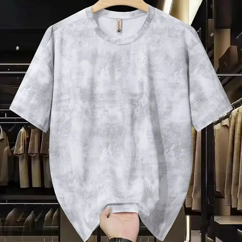 

Fat man large ice T-shirt men's summer wear plus size short sleeved camouflage tie dye T-shirt top