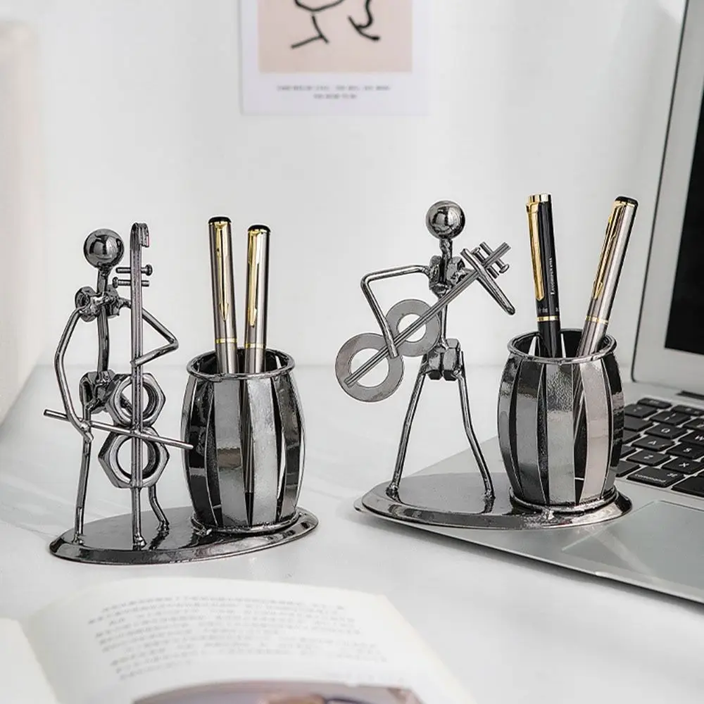 

Tabletop Decoration Guitar Rocker Pen Holder Multifunctional Pencil Cup Desktop Pen Holder Crafts Metal Band Pen Organizer