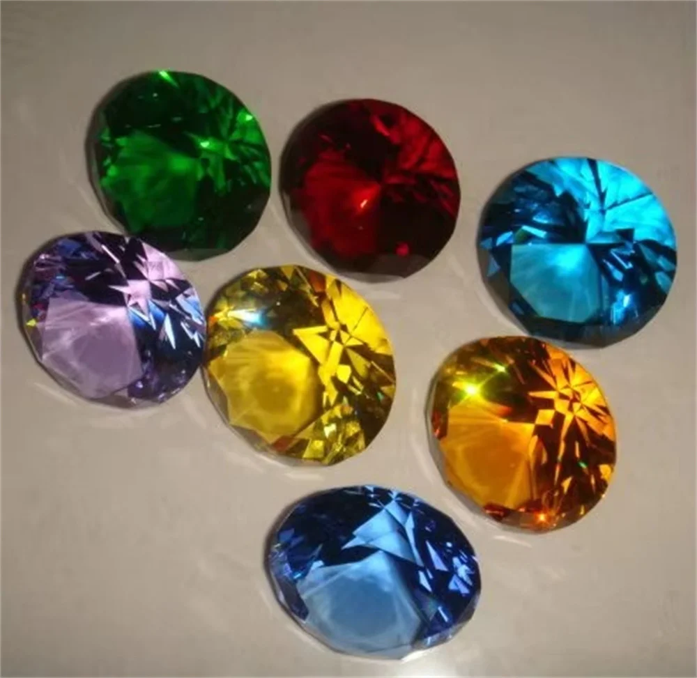 Custom 30mm-80mm color transparent crystal glass diamond paperweight for home decoration decorative arts and crafts